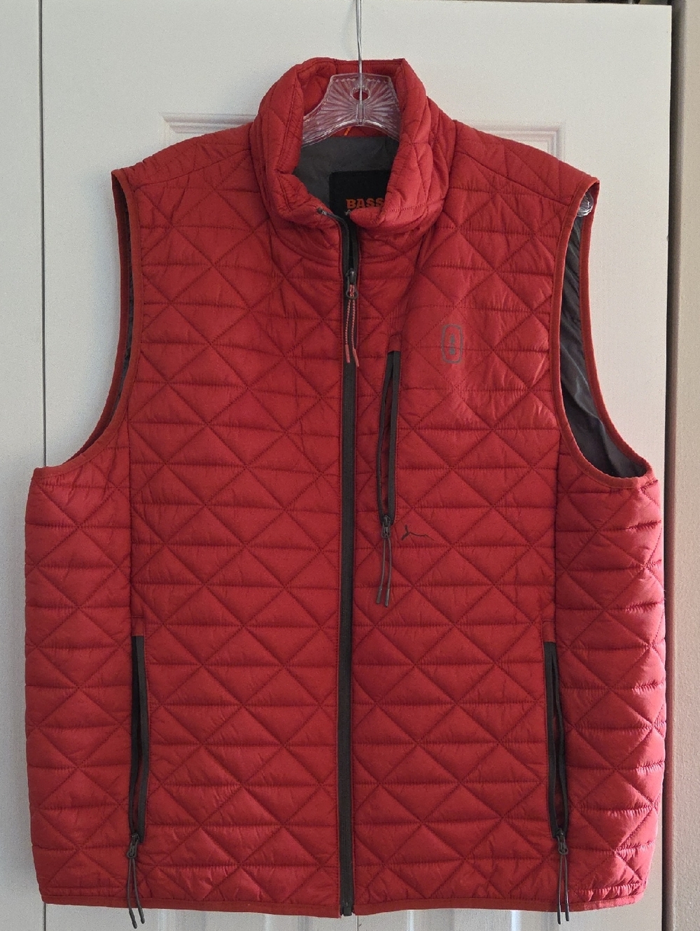 Bass Quilted Burnt Orange Men's Vest with Zip Pockets, Size XL